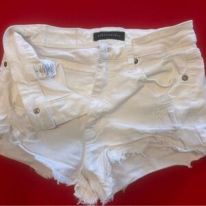 Aeropostale Women's White Ripped Jean Shorts Sz 2